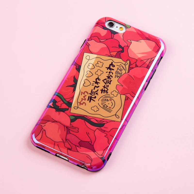 Luxury bling Blue Ray Soft Silicone Case for iPhone XR 6 6S 7 8 Plus X XS Max Cover Cute Girl Hot Pink Pattern Japan OAD Coque |