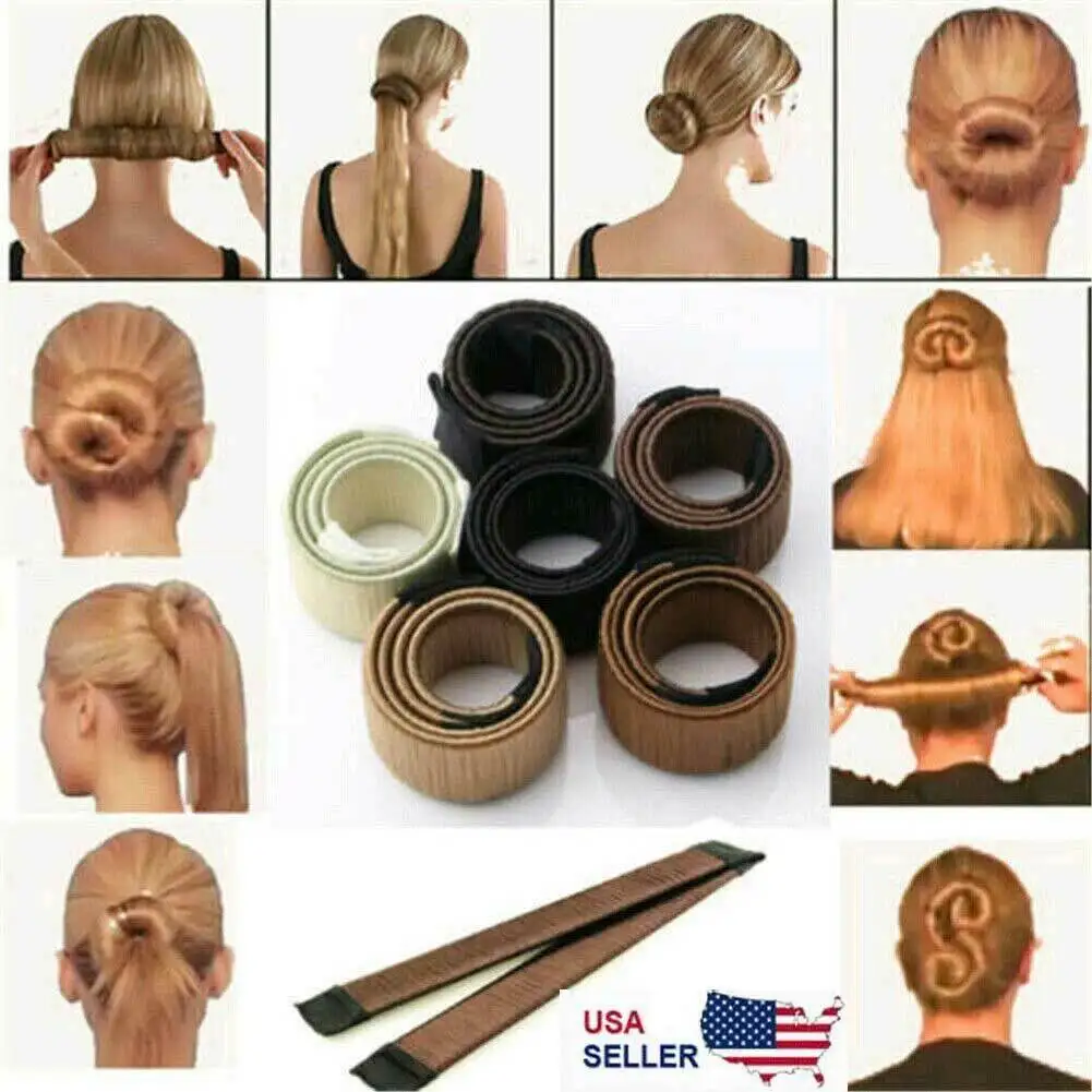 

Women Hair Bun Maker Shaper French Twist Hair Fold Wrap Snap Hair Styling Tools