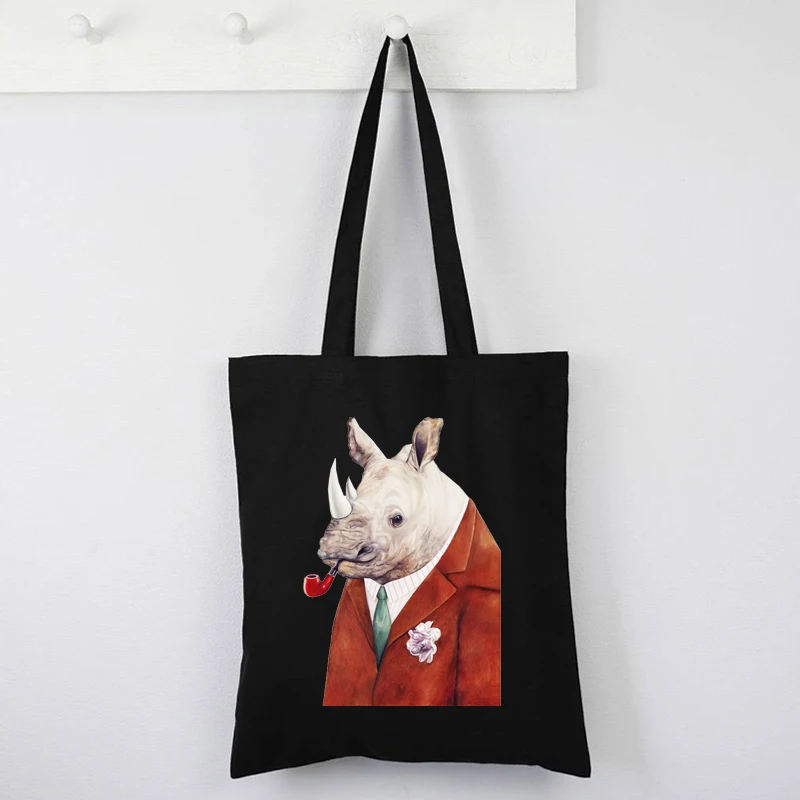 

Холщовая Сумка-тоут со стразами, модная Экологически чистая многоразовая сумка-тоут с принтом животных, милые многоразовые сумки для покуп...