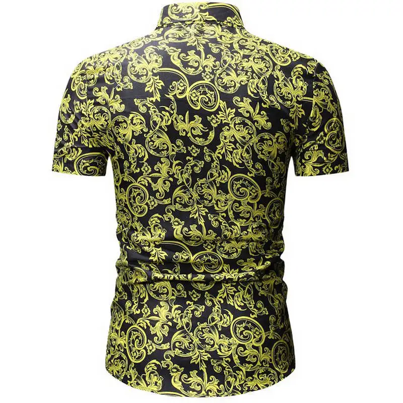 Мужская гавайская рубашка летняя с коротким рукавом и цветочным принтом 2020 |