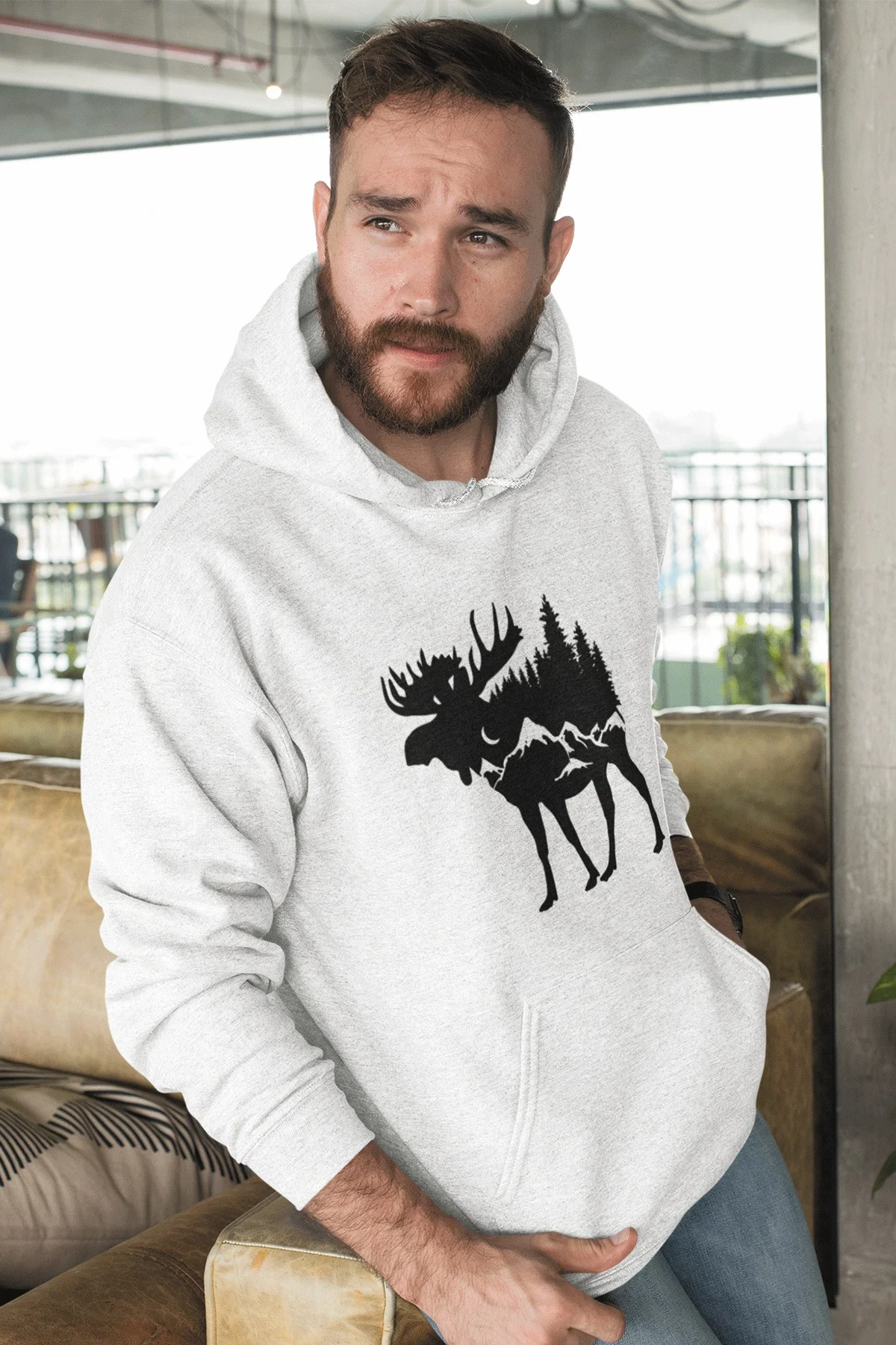 

ERK Men's Hooded Sweatshirt Hoodie Cotton Cold Protection Thick Sporty Durable Hoodie Trendy Windproof