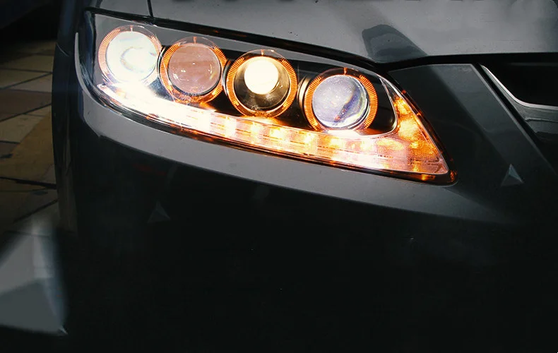

eOsuns HID LED headlight assembly angel eye daytime running light with turn signal for Mazda 6
