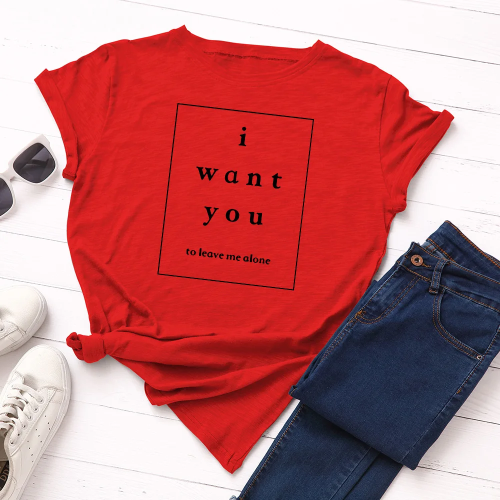 

Graphic T Shirts for Women Cotton Short Sleeve Tee Female Shirt Tops Summer Casual Clothes Gifts I Want You To Leave Me Alone