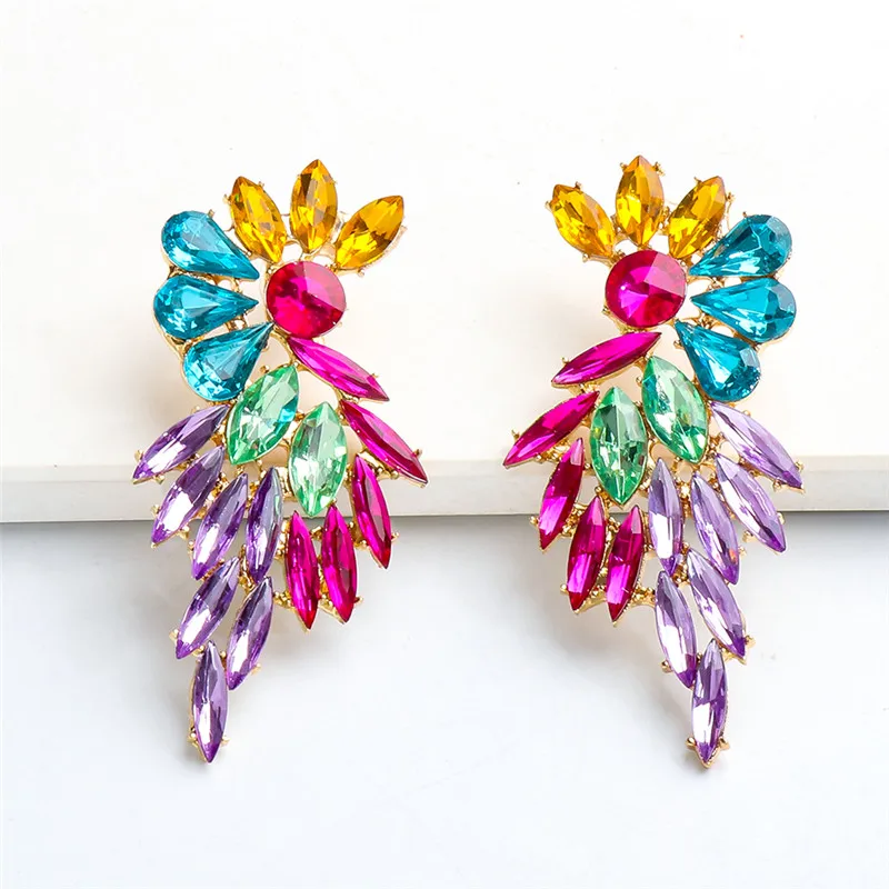 

New Trend Women Shiny Rhinestone Hanging Earrings Charm Glasses Drop Earrings Modern Girl's Fashion Jewelry Accessories Hot Sale
