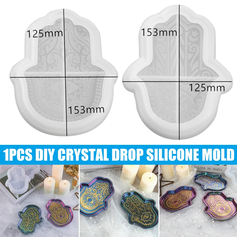 

Silicone Crystal Epoxy Resin Hand Palms Dishes Mold DIY Hand of Fatima Mold Eye of God Mould DC156