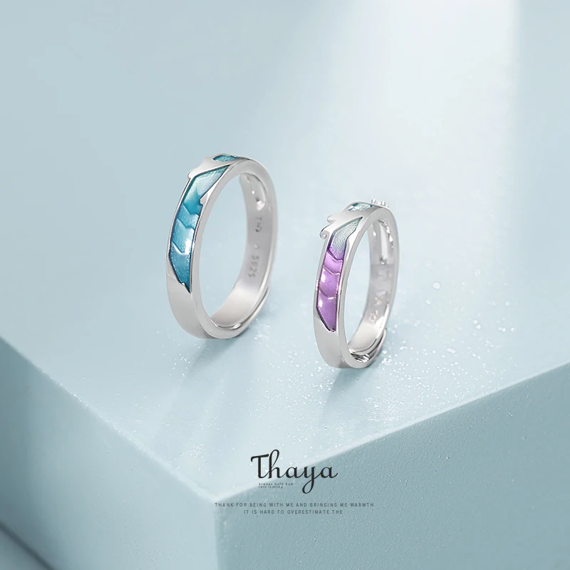 Thaya, коралл, морская форма, регулируемое ювелирное изделие, 925 серебряное кольцо, кубический циркон, круглые кольца для пар, подарок на помолвку