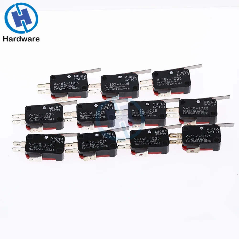 10 шт. V 152 1C25 SPDT 1NO 1NC 3Pin короткие концевой выключатель с прямым рычагом на шарнире
