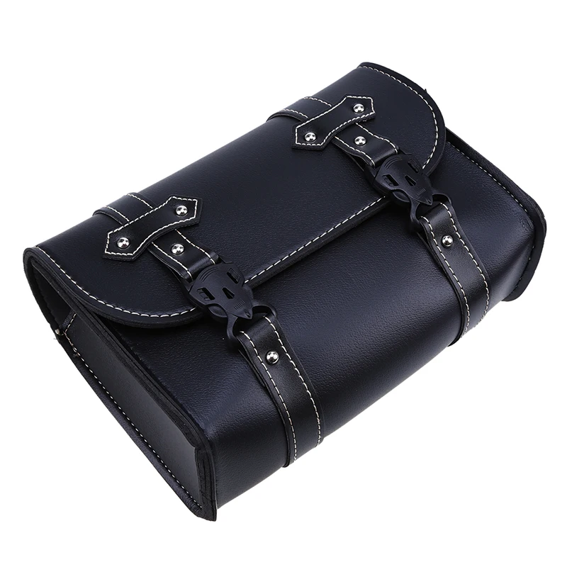 

Black Universal Motorcycle Bag Saddle Side PU Leather Luggage Bag Storage Tool Pouch for Harley Cruiser Touring Saddlebag Bike