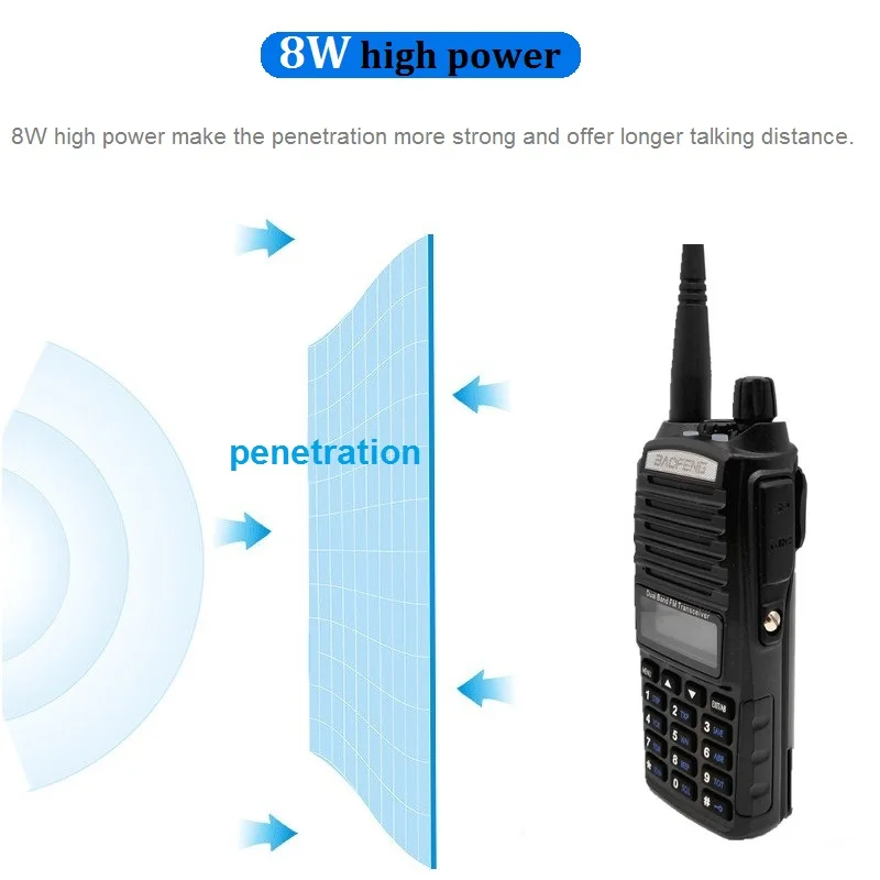 2PCS Baofeng UV-82 8W Walkie Talkie Long Range for Hunting Dual PTT hf Transceiver Ham Radio Station Strong CB Radio Scanner