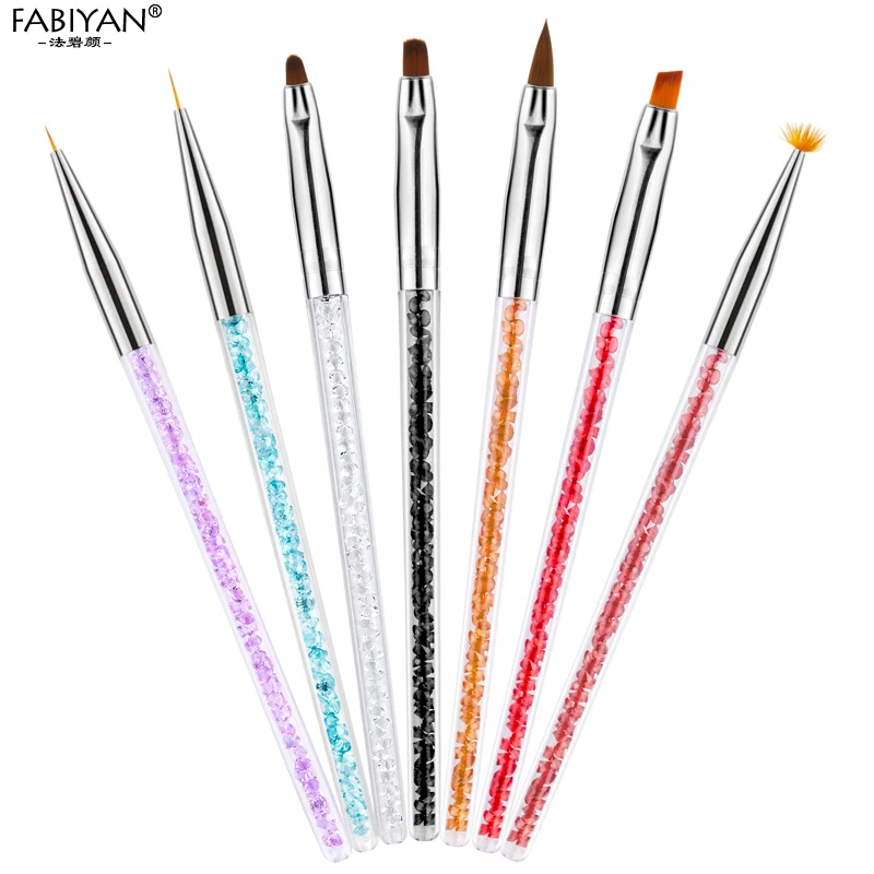 Технические Стразы кисти для дизайна ногтей с акриловой ручкой рисования линий