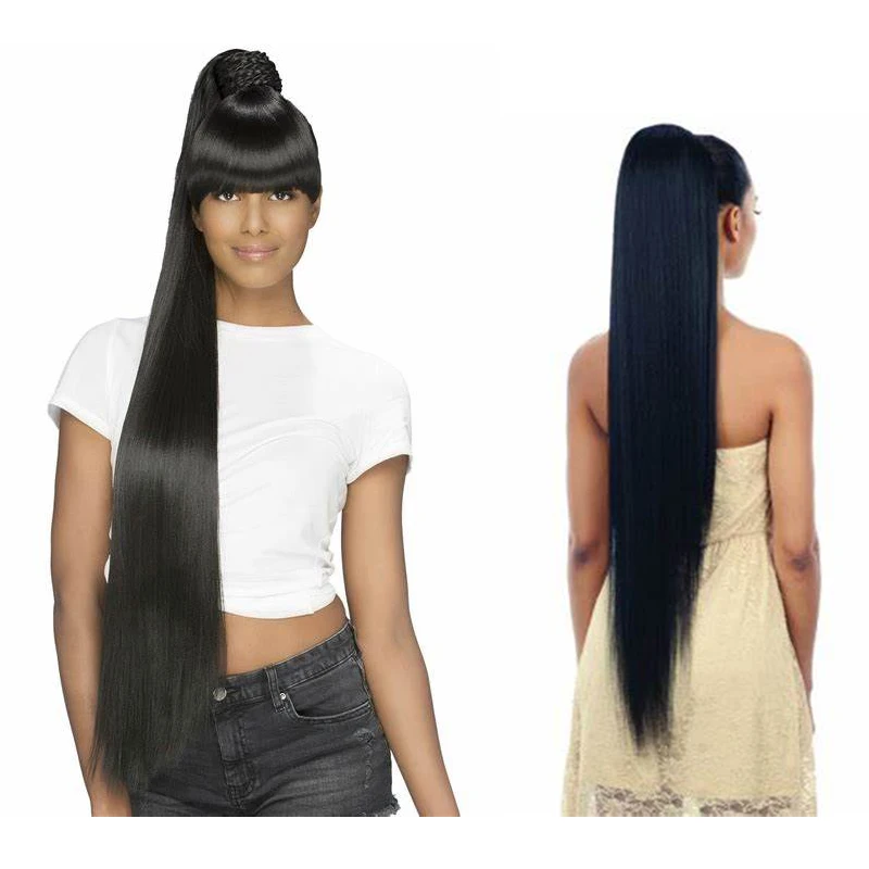

WEILAI 22 - 32 Super Long Straight Clip In Tail False Hair Ponytail Hairpiece With Hairpins Synthetic Tail Extensions