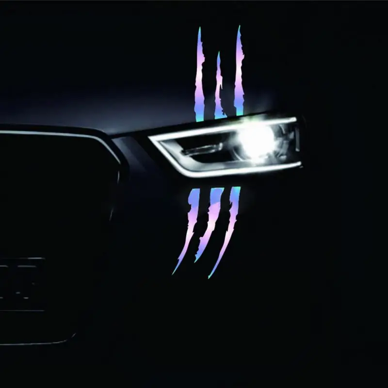 Забавная Автомобильная наклейка светоотражающая монстра царапины полоска