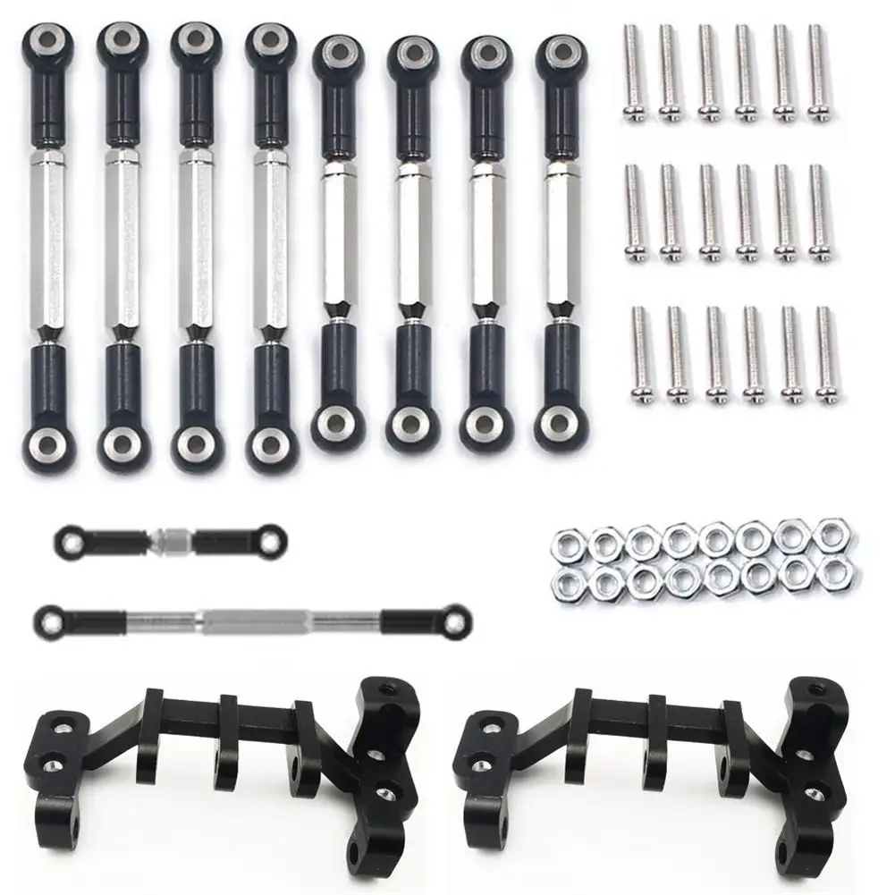 

RC Car Parts Metal Steering Pull Rod+Metal Upgrade Parts Pull Rod+Base Set for WPL C14 C24 C34 Model RC Car Accessories