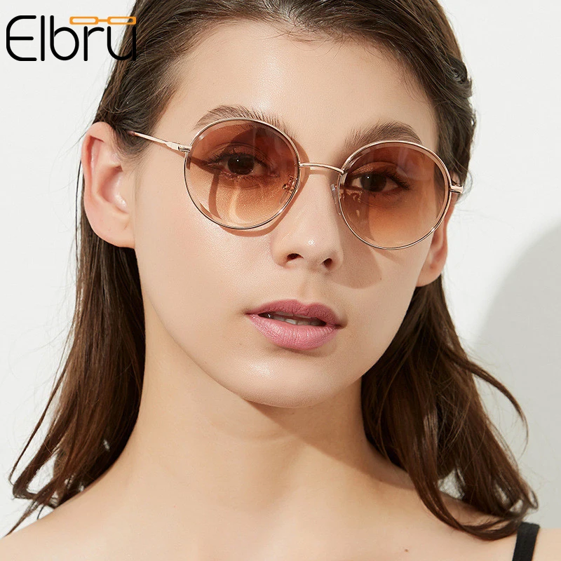 

Солнцезащитные очки Elbru для женщин, металлические круглые розовые солнечные очки в стиле ретро, с цветными линзами, круглые, с защитой от УФ-...