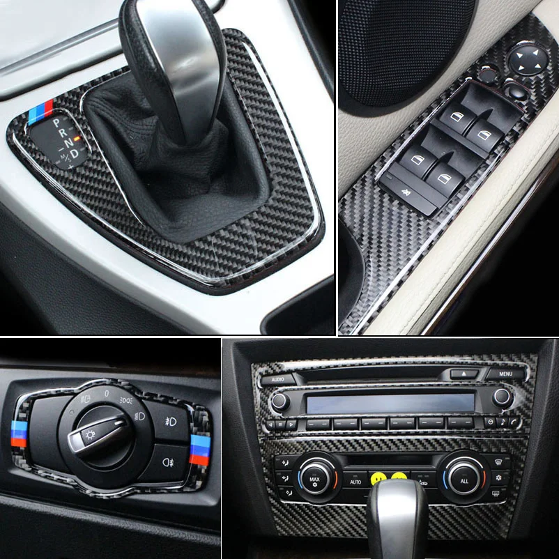 

Углеродное волокно для BMW 3 серии E90 E92 E93 внутренняя переключение передач Кондиционер панель CD крышка дверного подлокотника отделка стикер аксессуар
