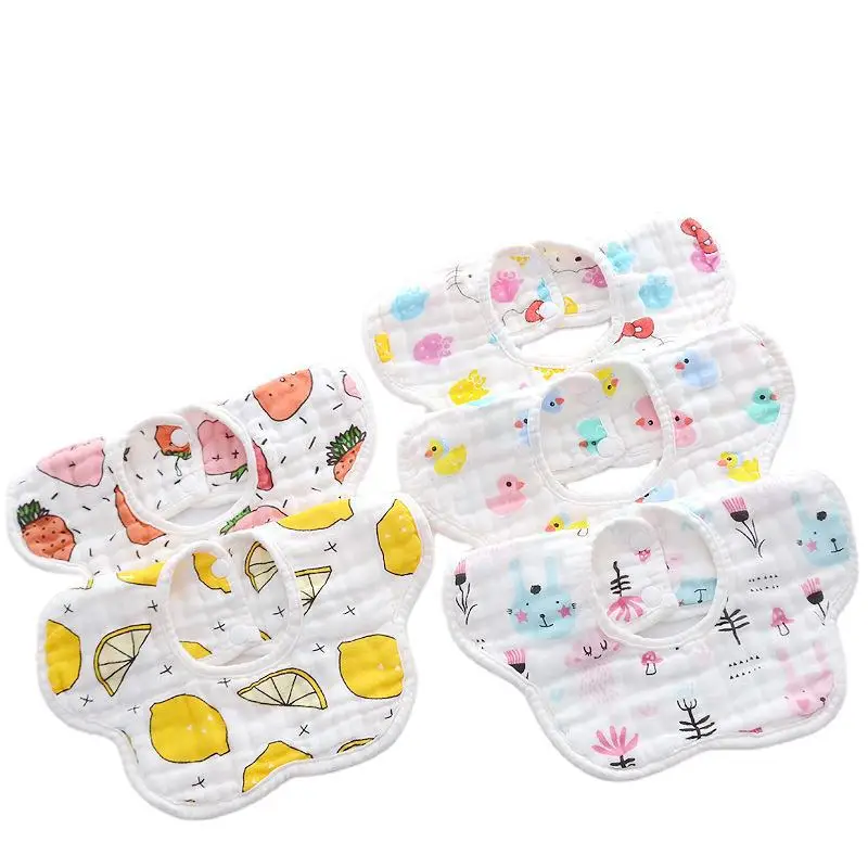 

Petal bib cotton 360 degree eight-layer gauze wholesale baby supplies children's baby cotton cartoon saliva towel