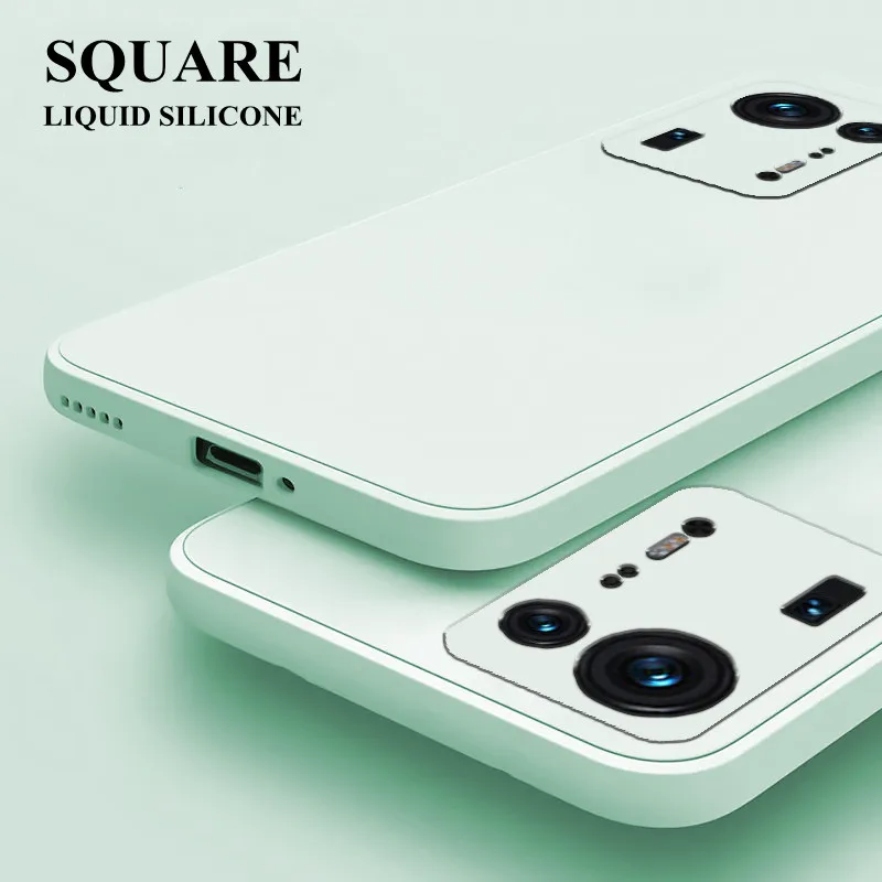 

For Xiaomi Mi Mix 4 Case Luxury Square Original Liquid Silicone Soft Case Cover