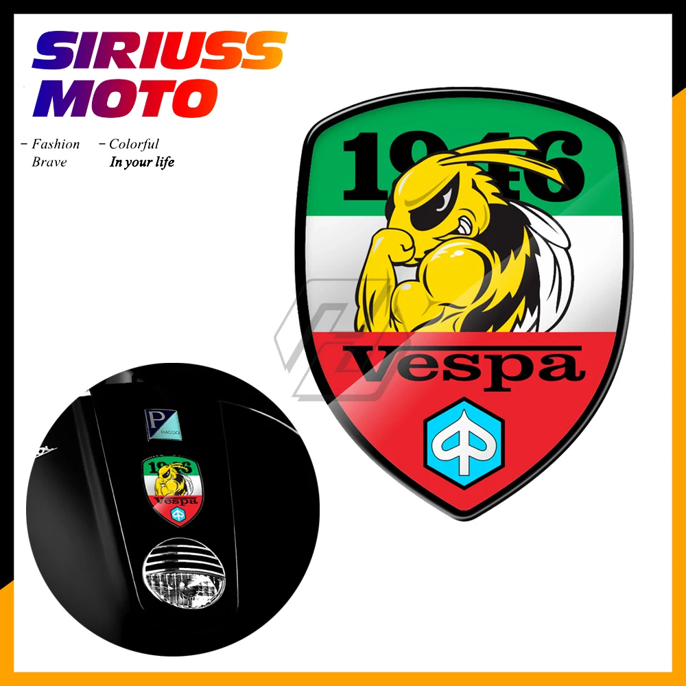 

3D Resin Motorcycle Decal 1946 Flag Sticker Case for Piaggio Vespa Sprint GTS GTV LX PX