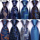 Hi-Tie бирюзовый синий цветочный шелковый свадебный галстук с пейсли для мужчин модный новый дизайн качественный носовой платок запонки набор никелий прямая поставка