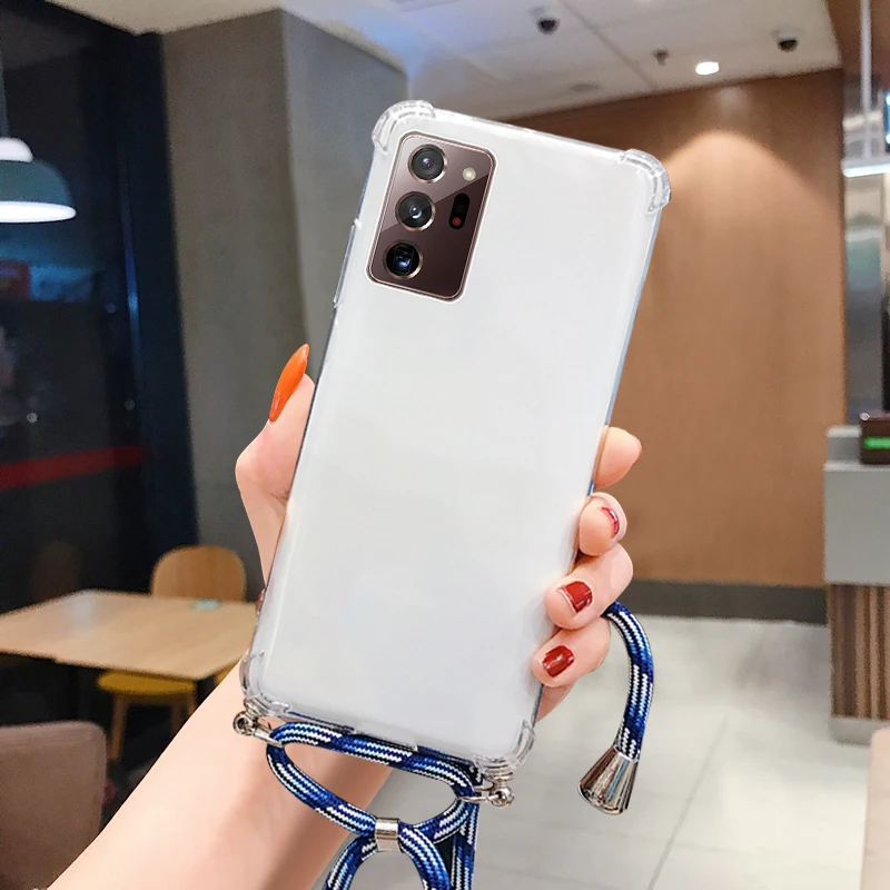 

Luxury Lanyard Silicone Phone Case For Samsung Galaxy S23 S22 S21 S20 FE S10 Note 20 10 A32 Plus Ultra-thin Necklace Rope Cover