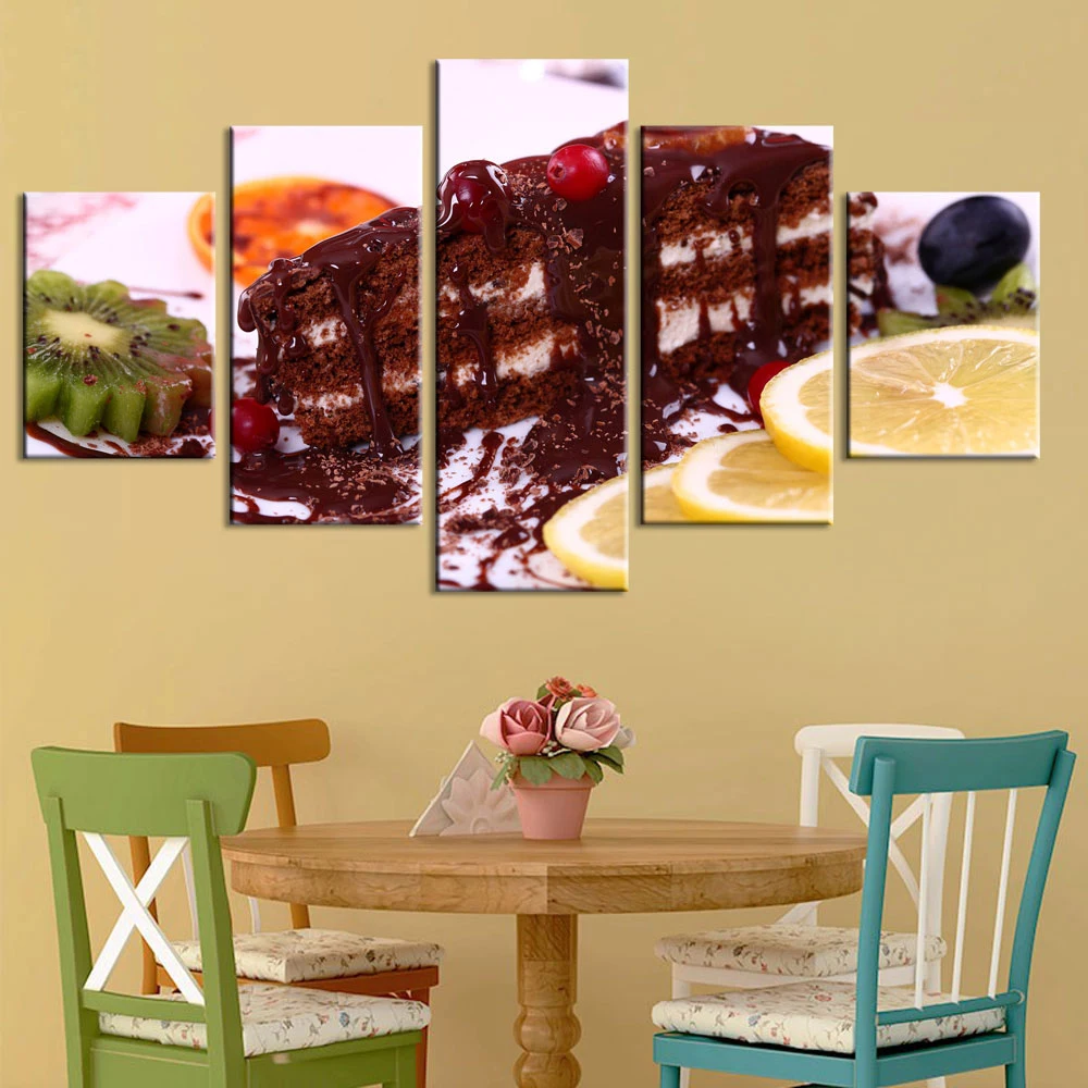 Modular Pictures HD Prints Canvas Painting 5 Pieces Sweetmeats Food Home Decor Restaurant Cafe Framework Wall Art Artwork Poster | Дом и сад