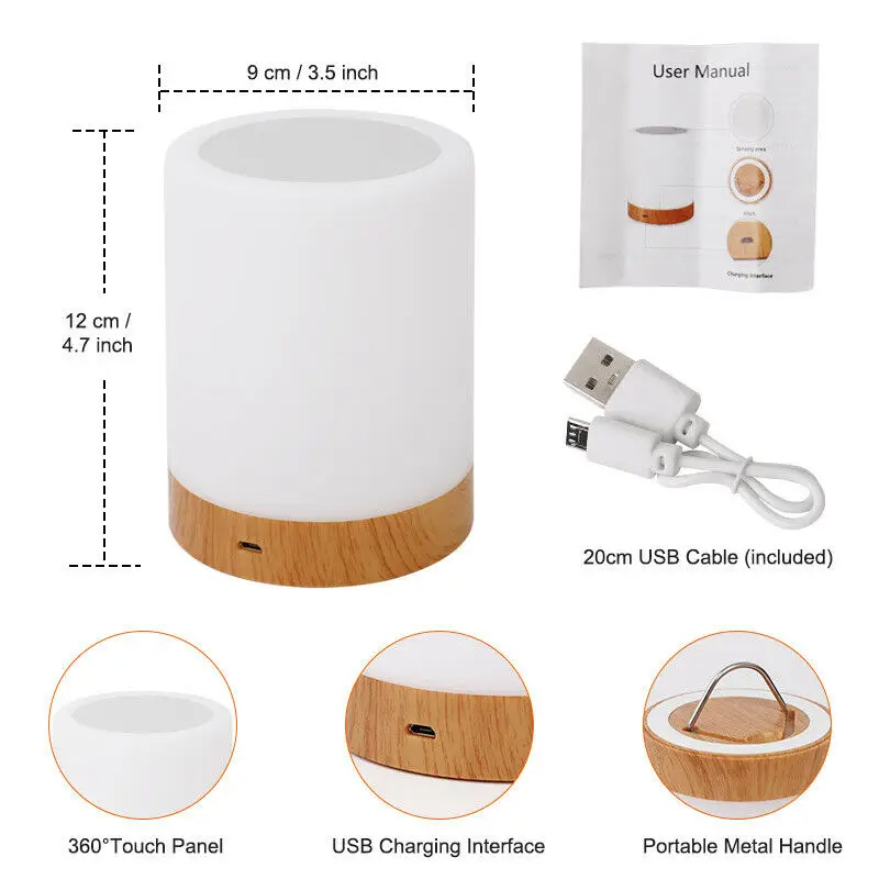 

1 Pcs Led Touch Sensor Dimmable Table Lamp Baby Room Sleeping Aid Bedside Colorful Night Light Home Decoration Lights