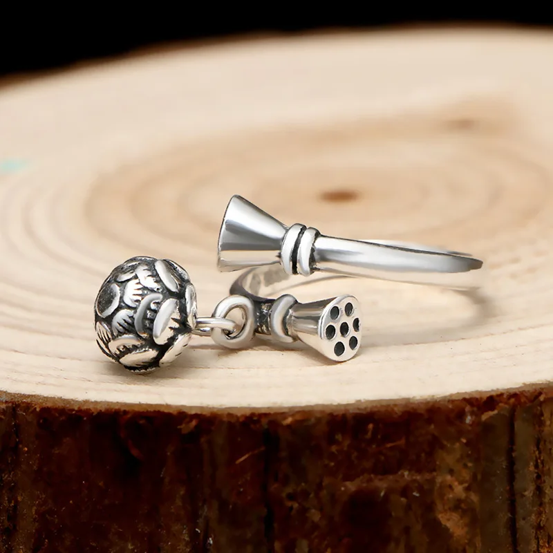 FIMAODZ новый дизайн винтажное серебряное кольцо с лотосом горячая Распродажа