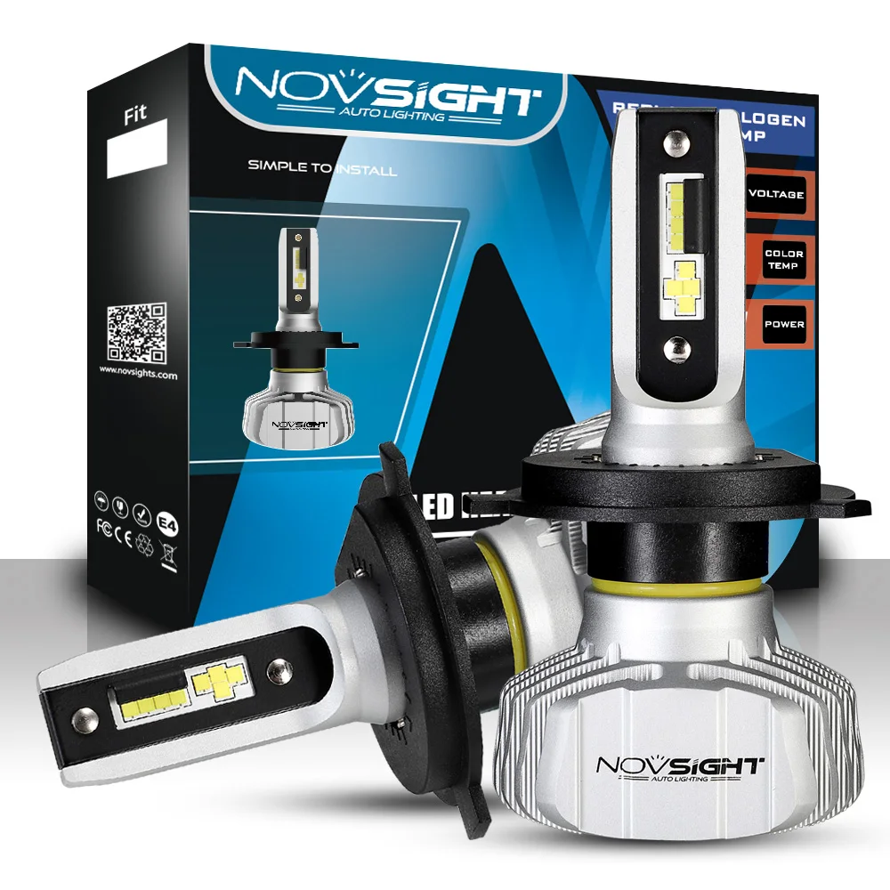 NOVSIGHT H4 9003 светодиодный головной светильник в комплекте для автомобилей H1/3/7 H11/13 9005 9006 двойной Hi/Lo Светильник лампы 10000лм 6500 К Белый супер яркий