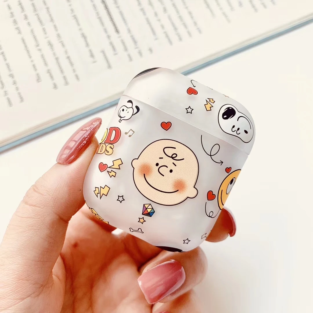 Мультяшный Матовый Жесткий чехол, силиконовый наушник для Apple, AirPods 1/2, беспроводной bluetooth чехол для гарнитуры
