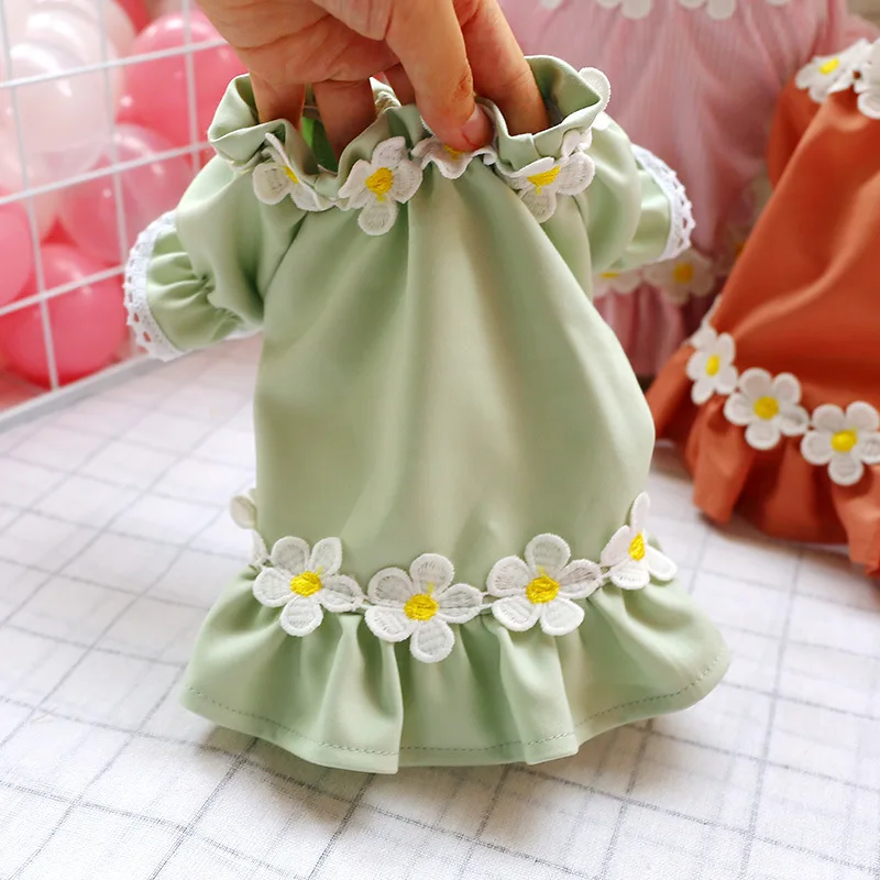 

Red Plaid Cardigan Flower Dress Skirt Spring Summer Pets Outfits Dog Clothes Wedding Skirt Puppy Costume for Small Dogs Party