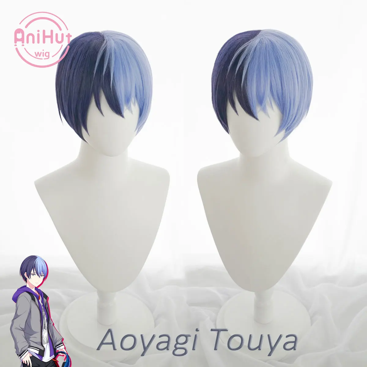 

【AniHut】Aoyagi Touya Blue Purple Mixed Cosplay Wig Project SEKAI COLORFUL STAGE! Heat Resistant Synthetic Cosplay Hair