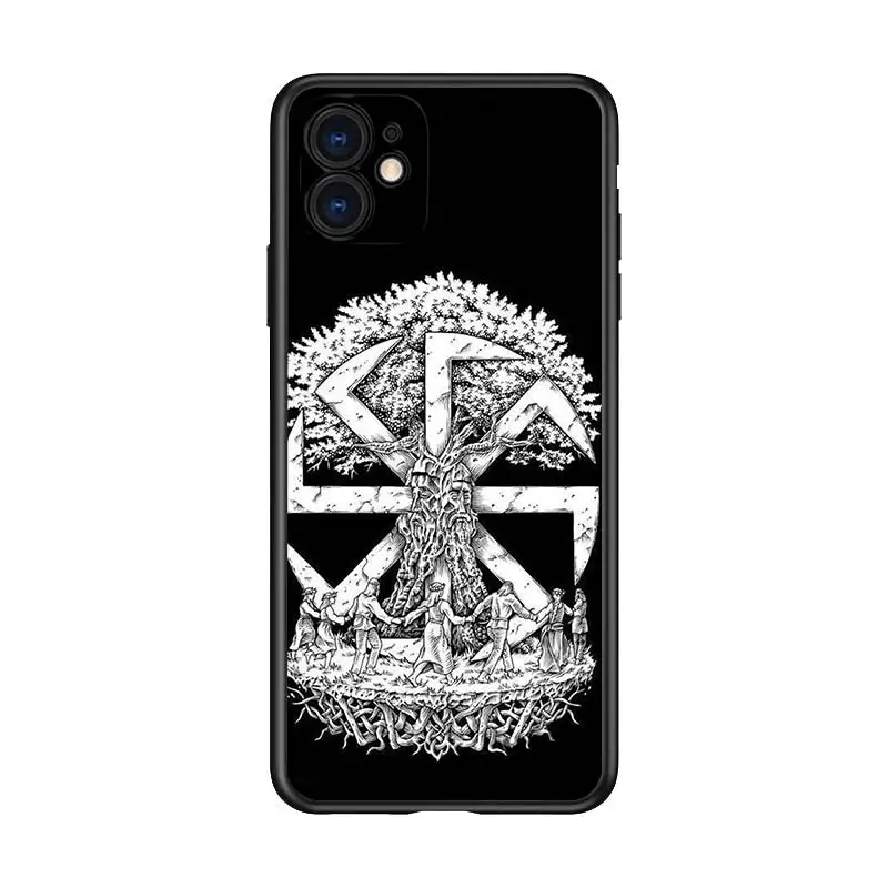 

Slavic Viking symbol Kolovrat for Apple iPhone 12 Pro Max Mini 11 Pro XS Max X XR 6S 6 7 8 Plus 5 5S SE2020 Black Phone Case