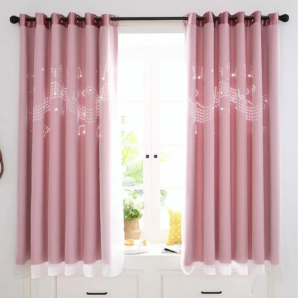 Yfashion Hollow Out Sheding Window Curtain for Living Room Bedroom Punching Style