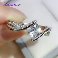 elsieuenn new luxury 100 925 sterling silver simulated moissanite aaa zircon wedding engagement ring fine jewelry drop shipping