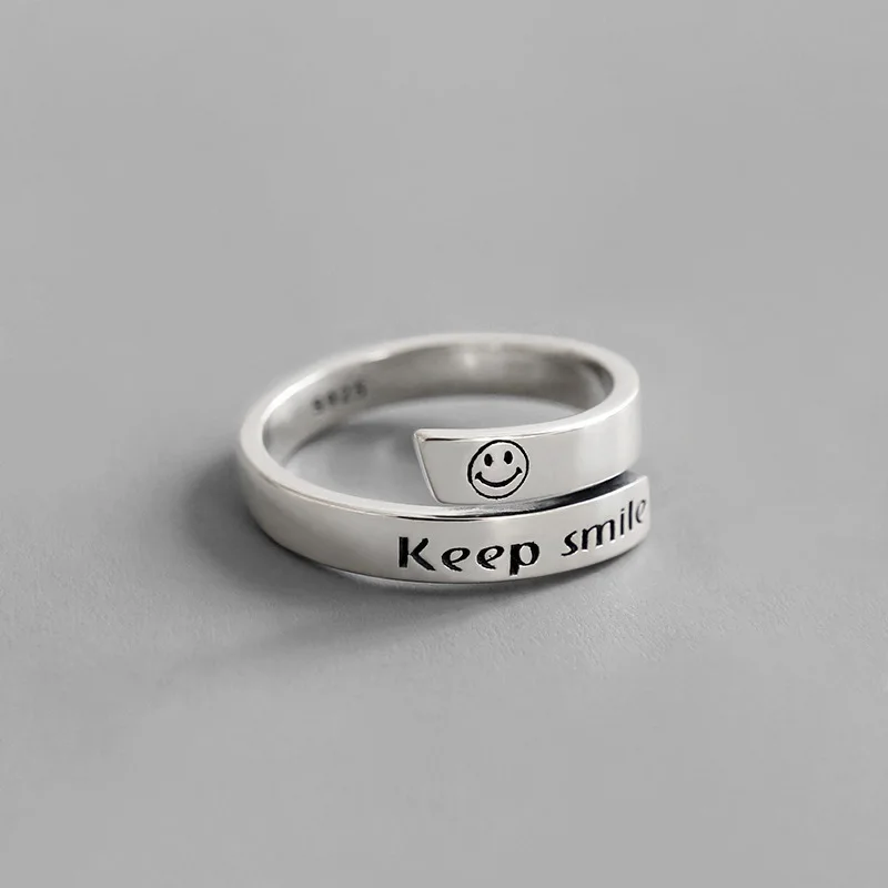 Кольцо для влюбленных женское нишевое ретро кольцо со смайликом в английском