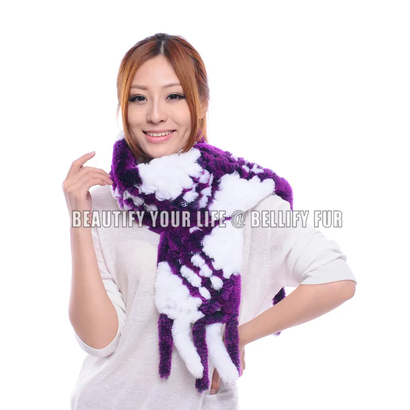 Winter scarf women hot sale genuine rex rabbit fur knitting scarves for girls warm long muffler lady with tassel |