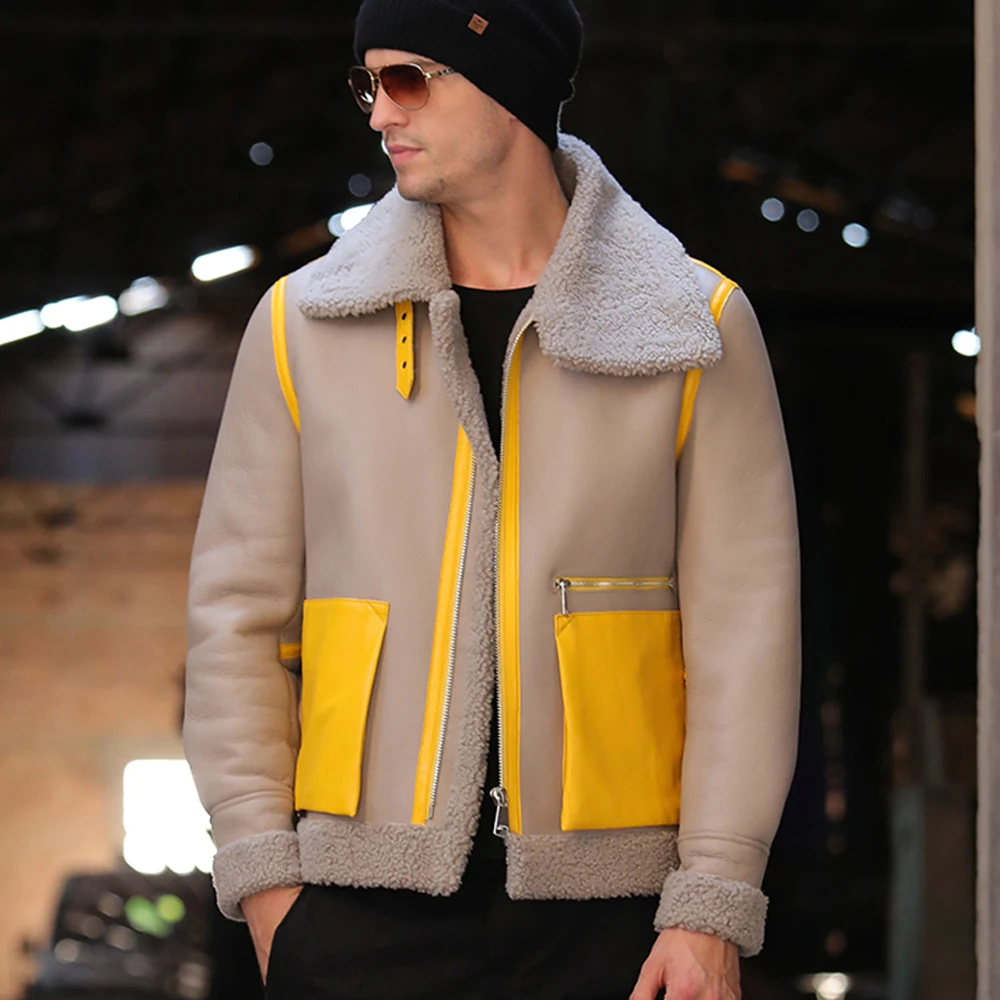 

genuine New winter leather clothing male genuine sheep leather men's clothing outerwear red men's winter warm coat