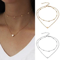 80 hot sale fashion multilayer beads heart charm choker necklace chain women party jewelry