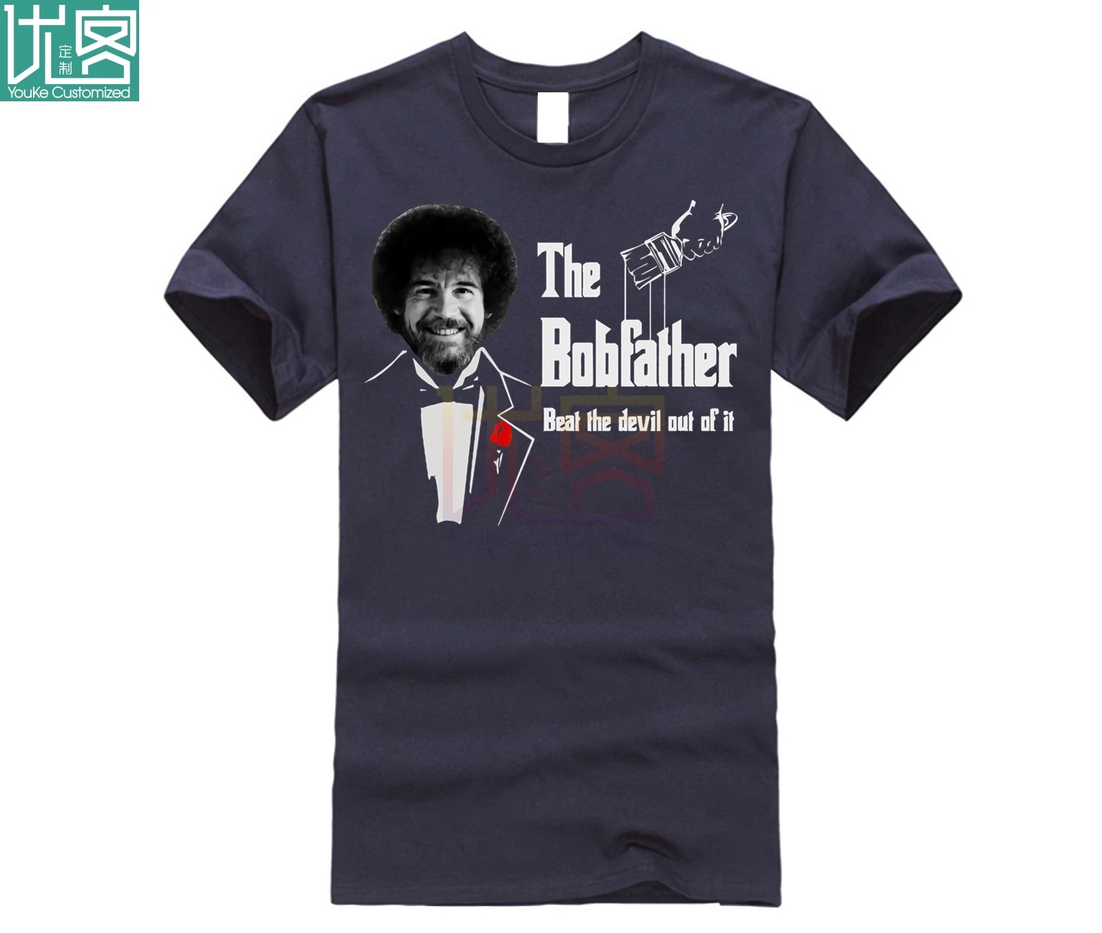 Мужская футболка Bob Ross The Bobfather Beat Devil Out Of It 2019|Мужские футболки| |