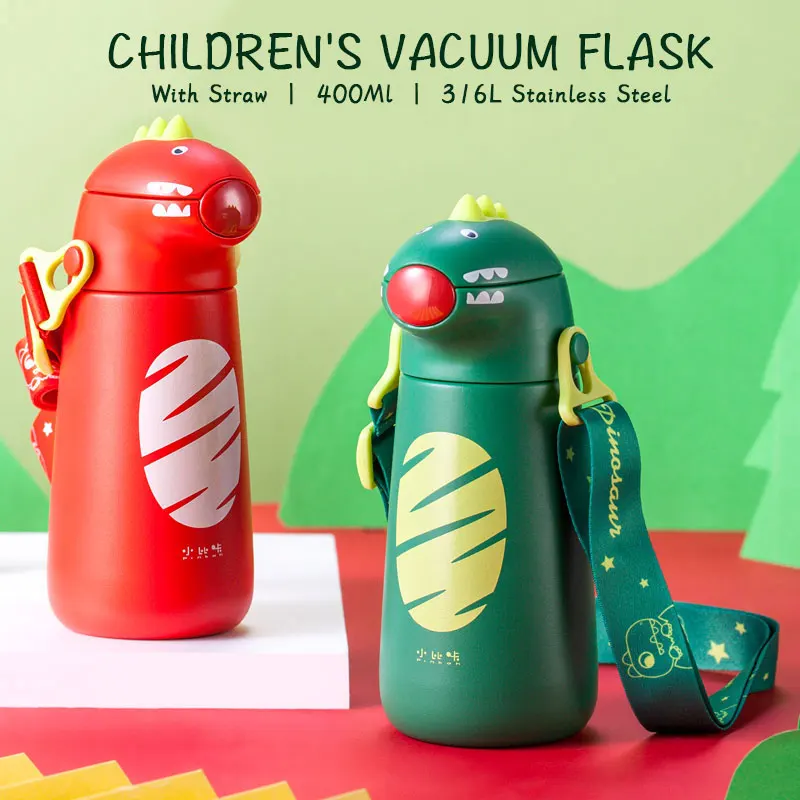 Pinkah детская вакуумная колба 400 мл с соломенной бутылкой для воды герметичный