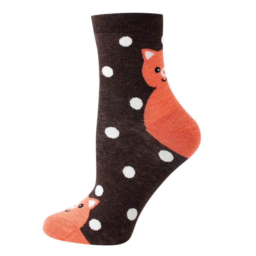 1 Pair Socks Women Warm Cotton Funny Cute Socks Animal Character Dot Print Women's Socks Calcetines Meias W2 - Цвет: CO