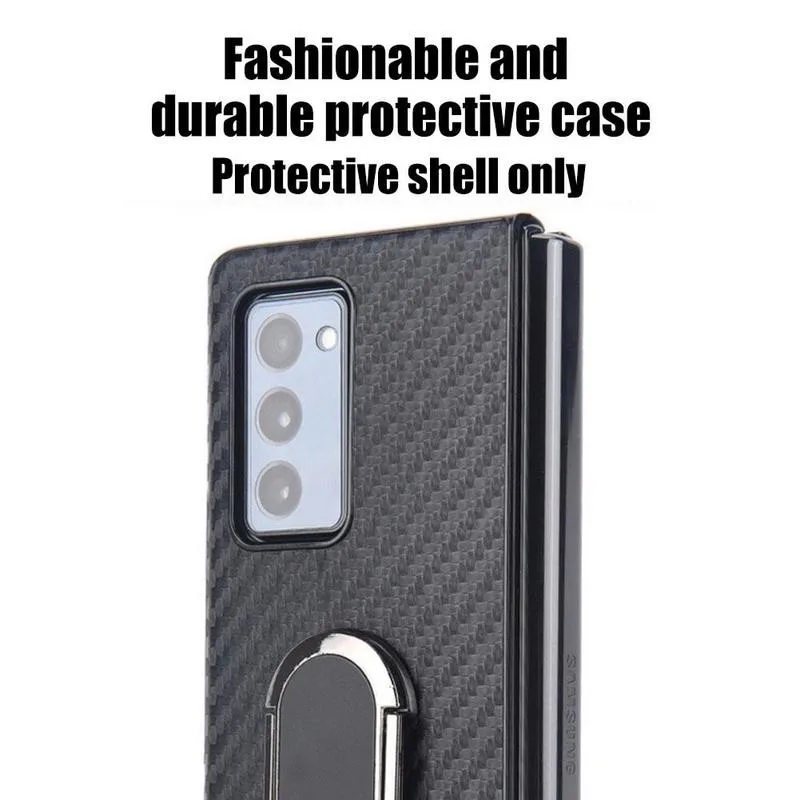 

Leather Back Cover And Back Shell Bracket For Samsung Case Fiber Leather Case Zfold2 Shockproof Carbon Phone Protective M3X9