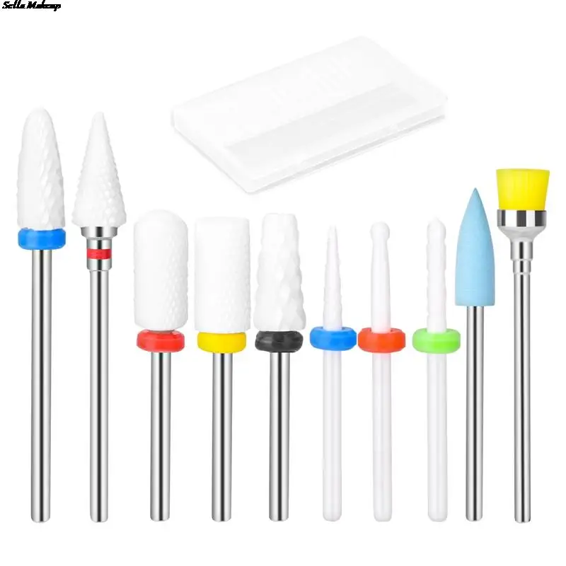 

10Pcs Mill Cutters Nail File Bits Nail Care Accessories Tool Electric Nail Drill Bits Set Nail Polishing Head Manicure Machine
