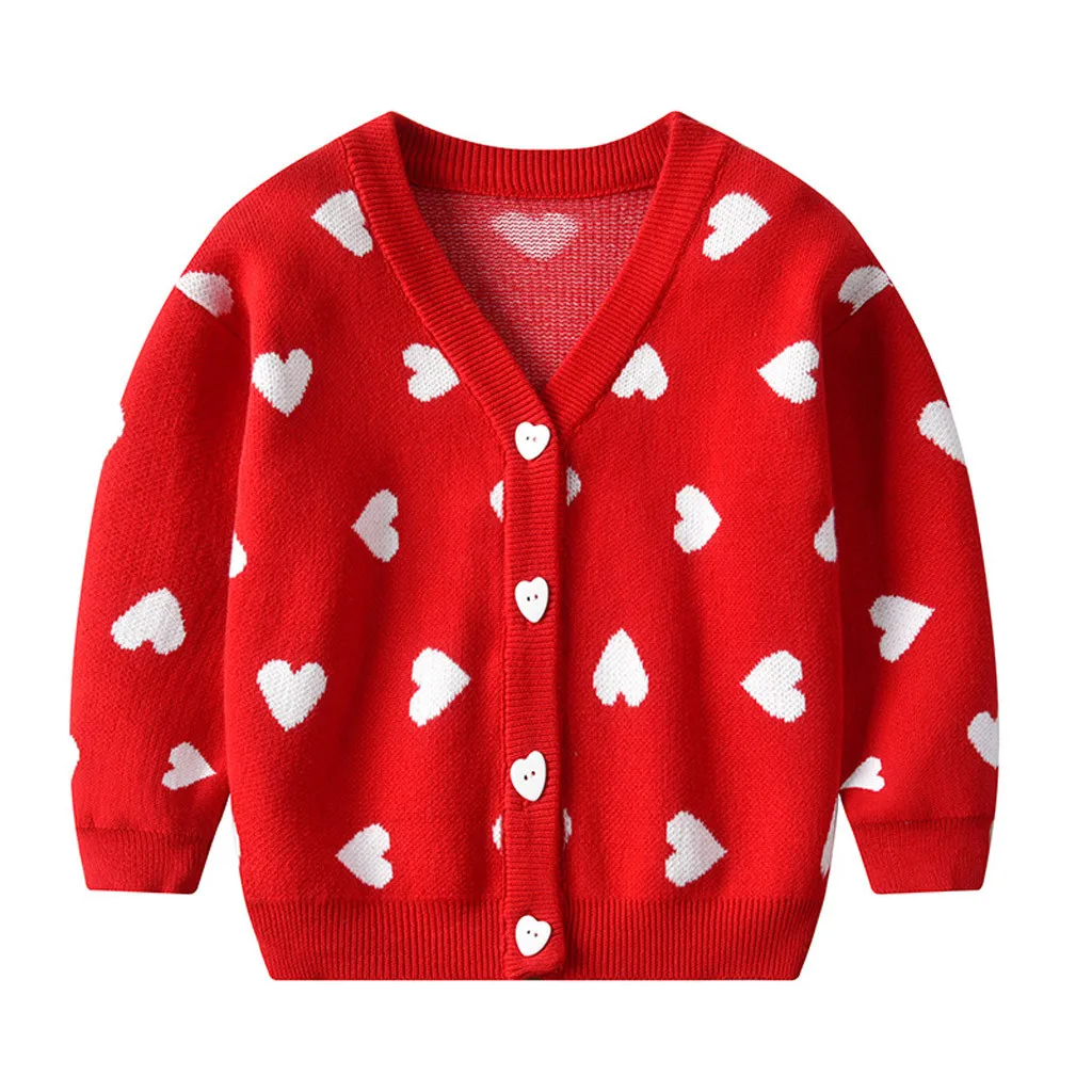 Осенняя детская одежда кардиган с длинными рукавами в форме сердца для маленьких