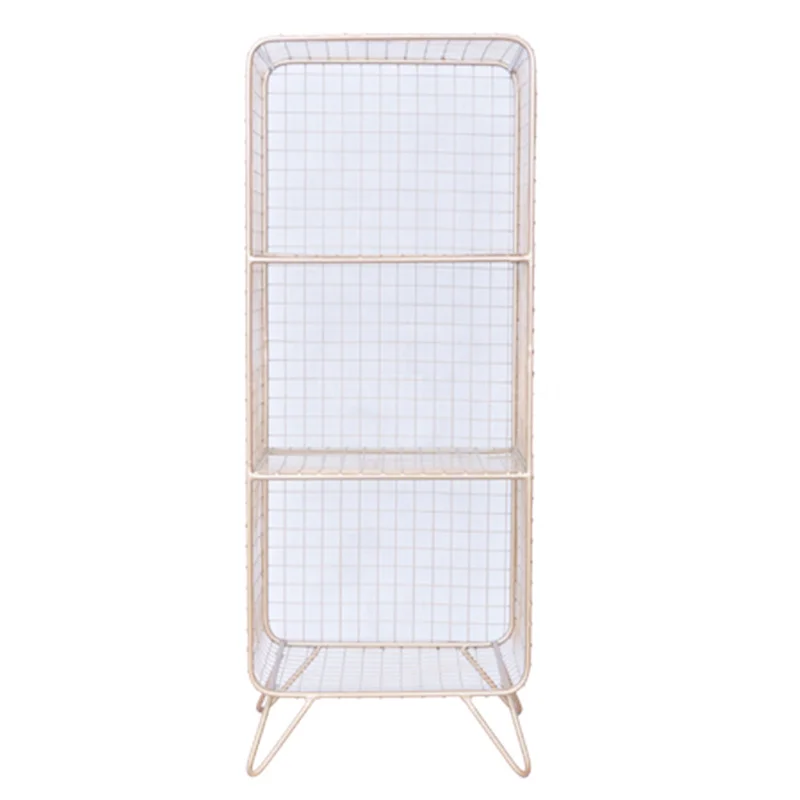 

Nordic ins wrought iron floor multi-layer rack net red retro small bookcase golden bookshelf storage rack display rack