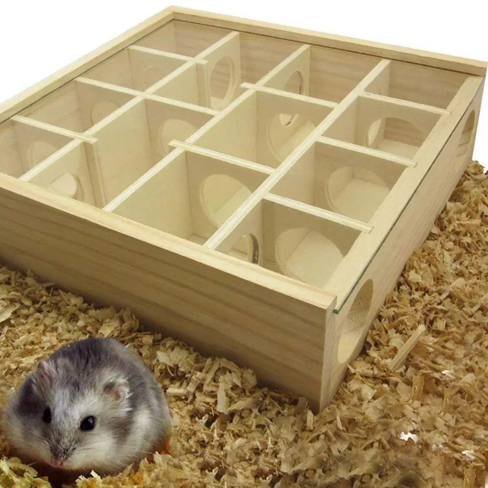 wooden maze tunnel toy with cover small pet animals activity sport gerbil labyrinth dwarf hamster play toys maze tunnel mice free global shipping