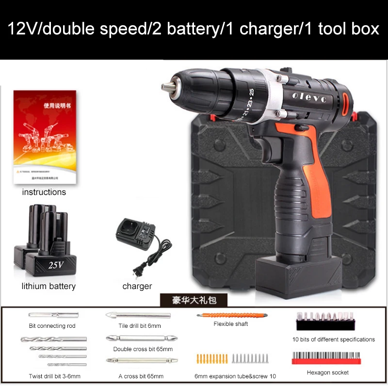 ELEVO 12V 16V 24V Аккумуляторная дрель электрическая отвертка Мини Беспроводной
