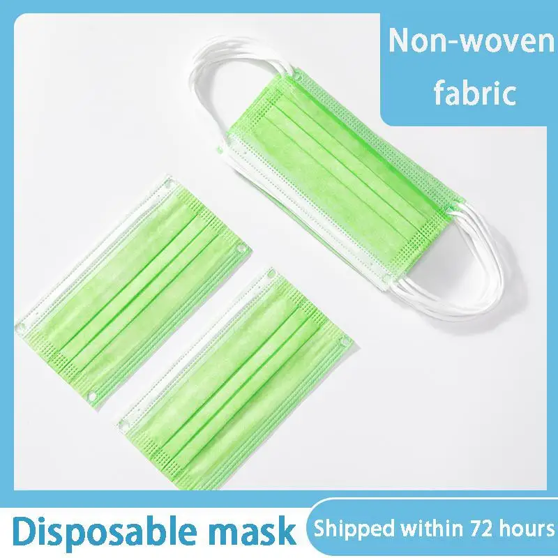 

10/50/100/500pcs Disposable Face Mask 3 Layers Filter Earloop Meltblown Cloth Breathable Gauze Mask Adult Green Face Mouth Masks