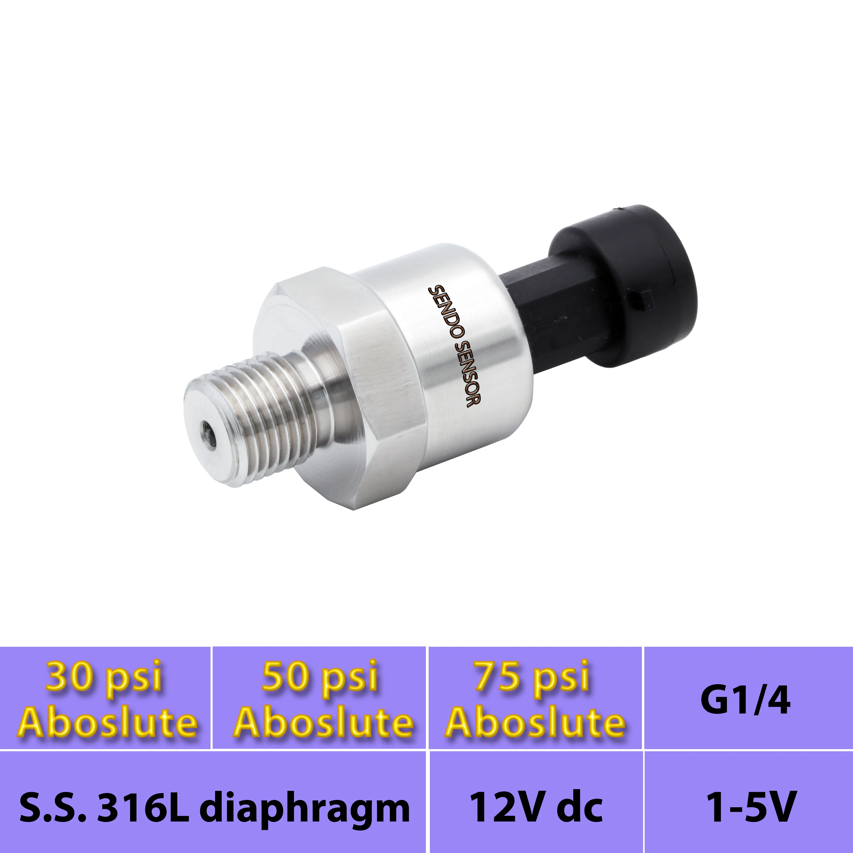 Абсолютный датчик под давлением от пыли 50psi 30psi 75psi Датчик абсолютного давления 1