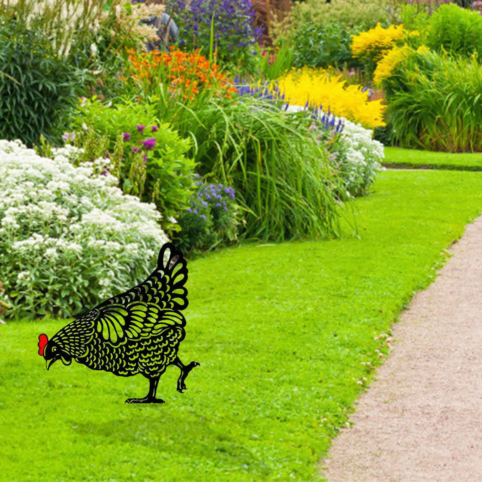 

Chicken Yard Art Metal Hen Acrylic Hollow Out Chicken Ornaments Garden Lawn Hen Statues Yard Decor Garden Backyard Decorations